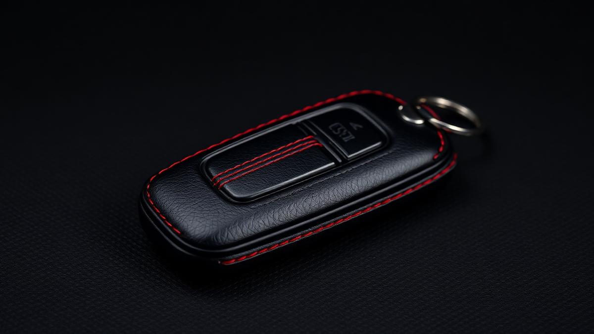 Leather Key Cover Black-Red